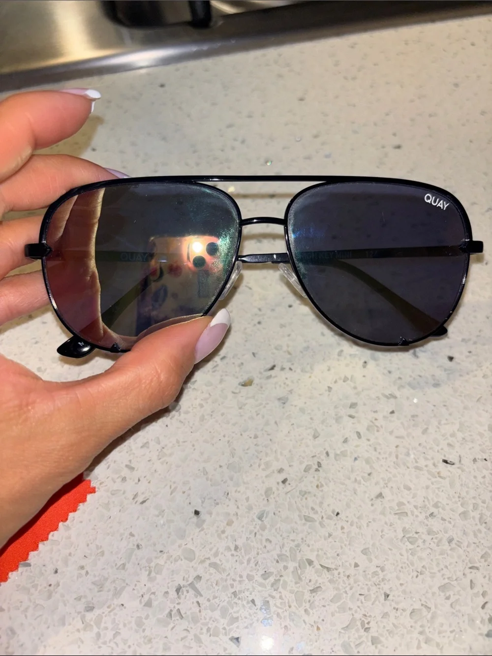 Quay Black Reflective High Key Mini Aviator Sunglasses